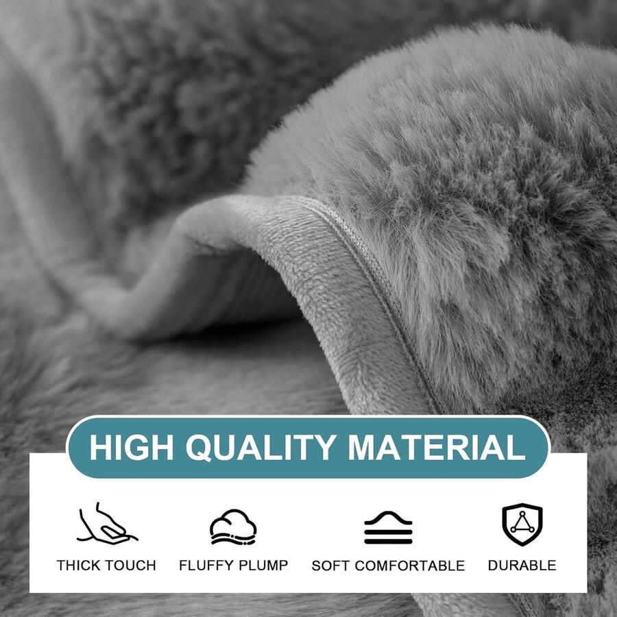 Bankhoes fluffy pluche dik 1 2 3-zits bank universeel antislip superzacht nepvacht slipcover voor de woonkamer (grijs 90 x bankhoes)