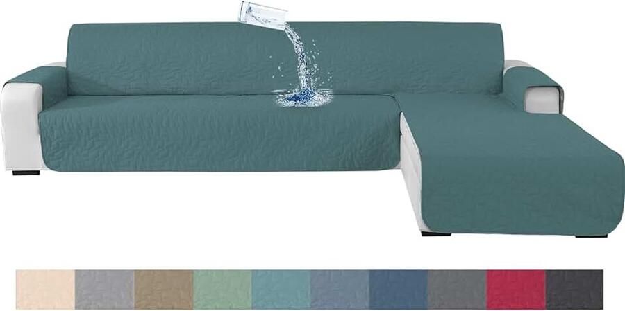 Bankhoes Hoekbank 4 Zits Bankhoes Met Links Rechts Schiereiland Chaise Longue Hoekbank Hoes Sofa Cover L Shaped Waterproof Couch Cover L Shaped Lichtblauw)