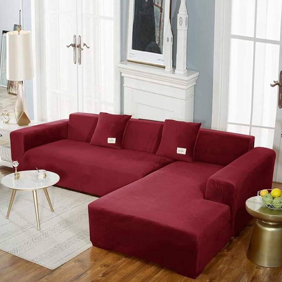 Bankhoes L-vorm sectionele bankhoes stretch 1 2 3 zits bankhoes zachte chaise lounge hoes meubelbeschermer voor honden huisdieren