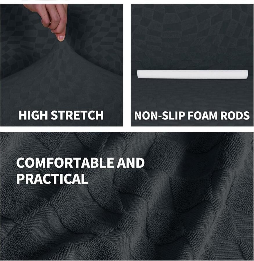 Bankhoes Met Links Rechts Schiereiland Stretch Hoekbankhoes Sofahoes Chaise Longue Bankhoes in L-vorm (2 Plaatsen+2 Plaatsen Donkergrijs) Zachte elastische bankovertrek voor hoekbank duurzaam L-vormig gemakkelijk te wassen