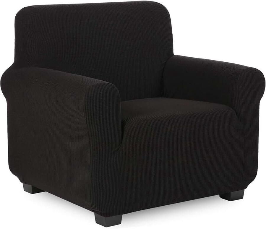 Bankhoes Rekbare Bankovertrek Stretch Bankhoezen Elastische Meubelbeschermer Jacquard Sofahoes (1-Zits Zwart)