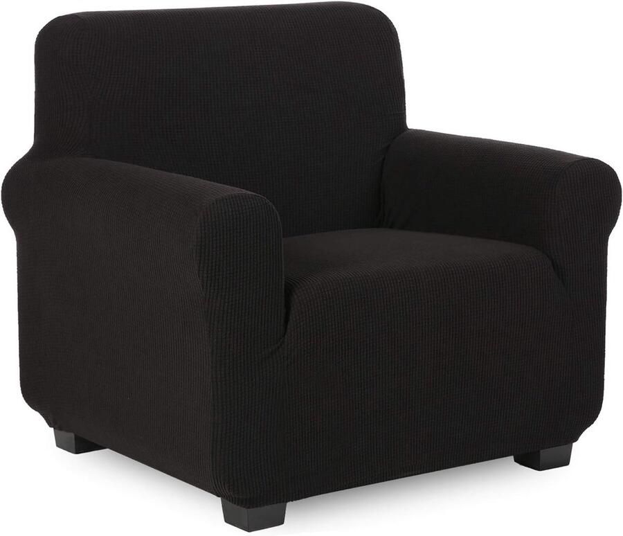Bankhoes Rekbare Bankovertrek Stretch Bankhoezen Elastische Meubelbeschermer Jacquard Sofahoes (1-Zits Zwart)