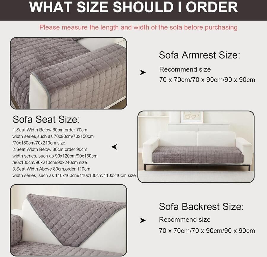 Bankhoes voor 1- 2- of 3-zits zitmeubel universeel antislip L-vormig superzachte fluweel slipcover thuis woonkamer (bruin 70 x 1 x stoelhoes)