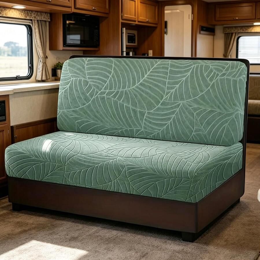 Bankhoes voor camper waterafstotend elastisch reservehoezen voor caravans 1 x zitbankhoes en 1 x rugleuninghoes (lichtgroen)