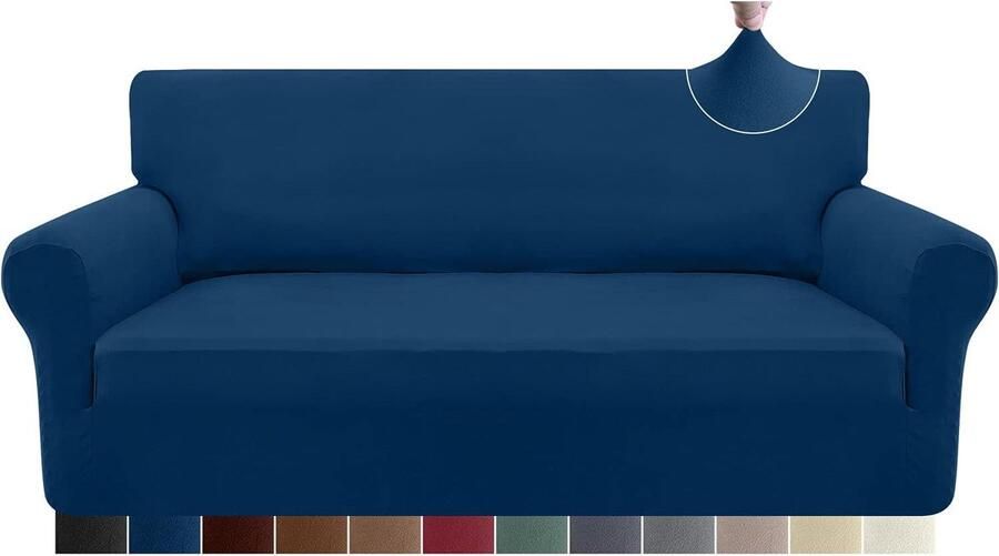 Bankhoes voor honden 3-zits superzacht spandex bankovertrek met elastische bodem 3-zits donkerblauw