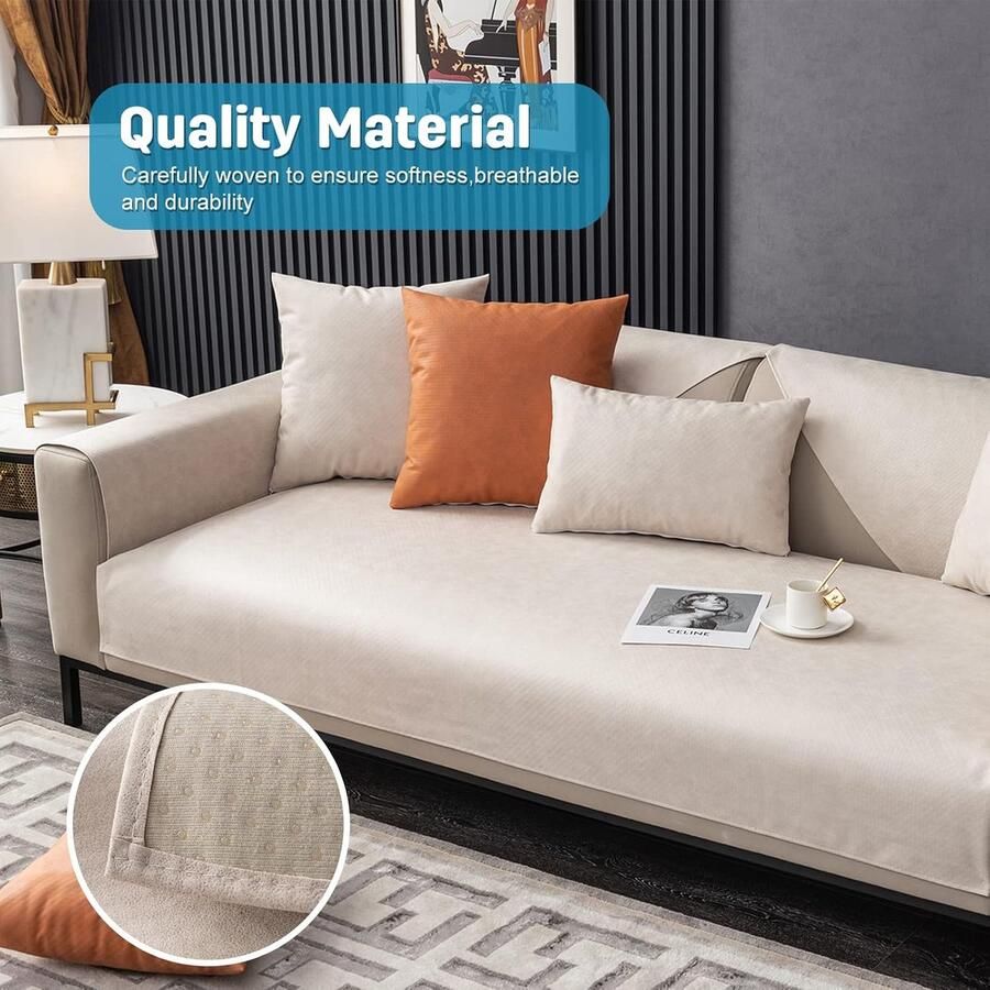 Bankhoes waterafstotende minimalistische bankhoezen voor honden kat huisdiervriendelijke elastische meubels zachte beschermer bankhoezen antislip 70* beige
