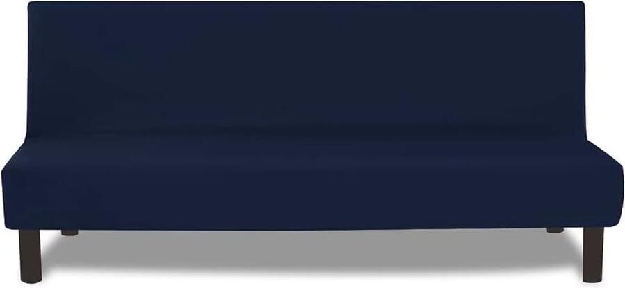 Bankhoes zonder armleuningen 3-zits elastisch opvouwbaar universeel wasbaar spandex overtrek voor futon effen voor woonkamer huis marineblauw