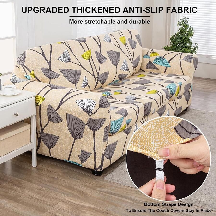 Bankhoezen voor 1 2 3-kussens bankmeubelhoezen met verbeterde dikkere jacquard-stof (paardenbloem 1 kussenfauteuil)