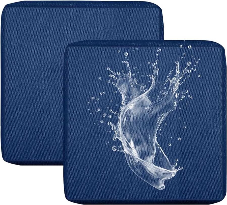 Bankkussenhoes voor buiten waterdicht voor tuinwoonkamer zithoes met ritssluiting afneembaar voor binnen en buiten terras (marineblauw 60 x 2 stuks)