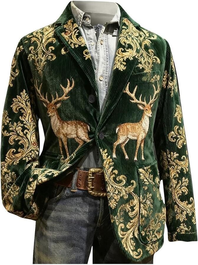 Bedrukte corduroy jas elegant en comfortabel ideaal voor feestjes en formele gelegenheden