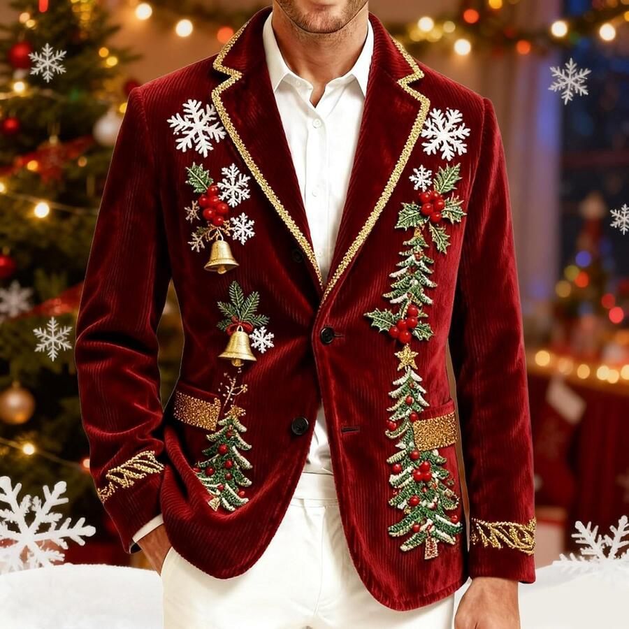 Bedrukte corduroy jas voor feestelijke gelegenheden. Een stijlvol en comfortabel design voor formele en casual evenementen