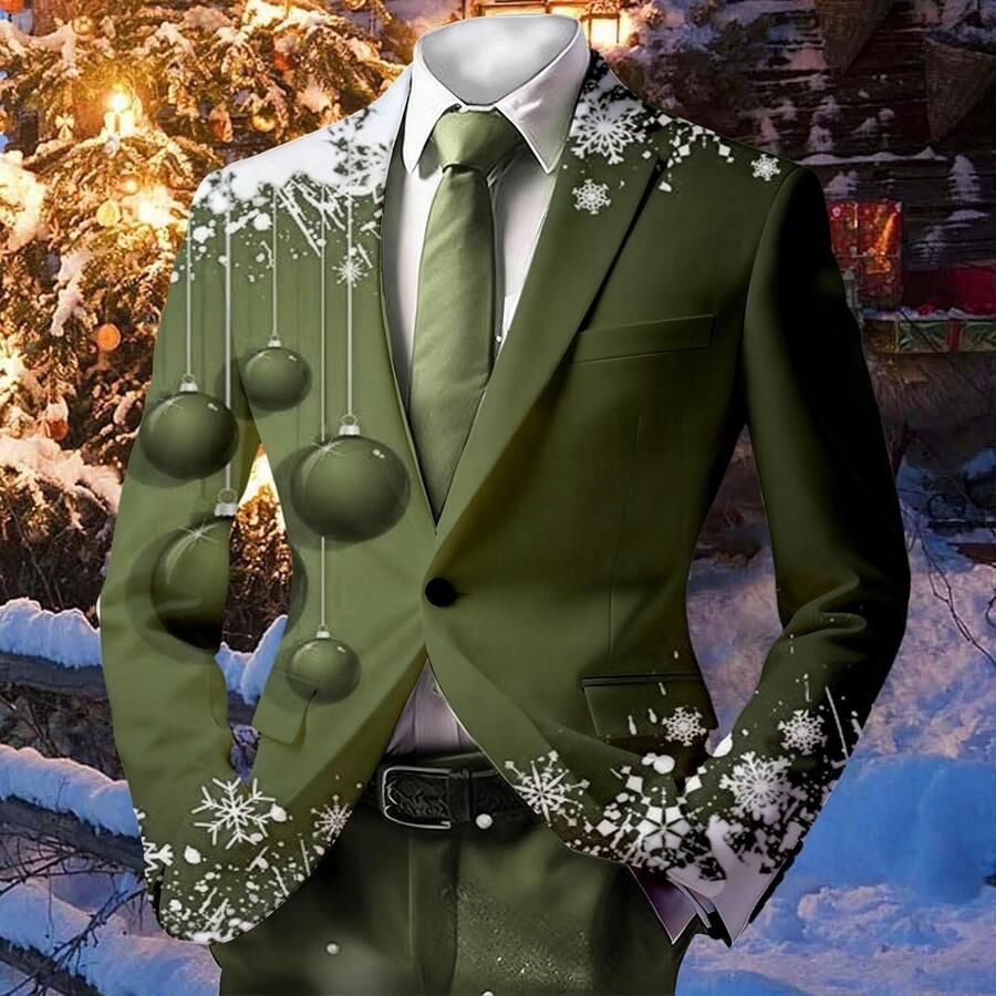 Bedrukte jas met knopen voor eindejaarsfeesten formele avondkleding zakelijke jas met elegant design comfortabele pasvorm (lichtgroen