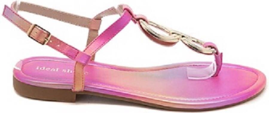 Beeldige multi strap sandalen fushia