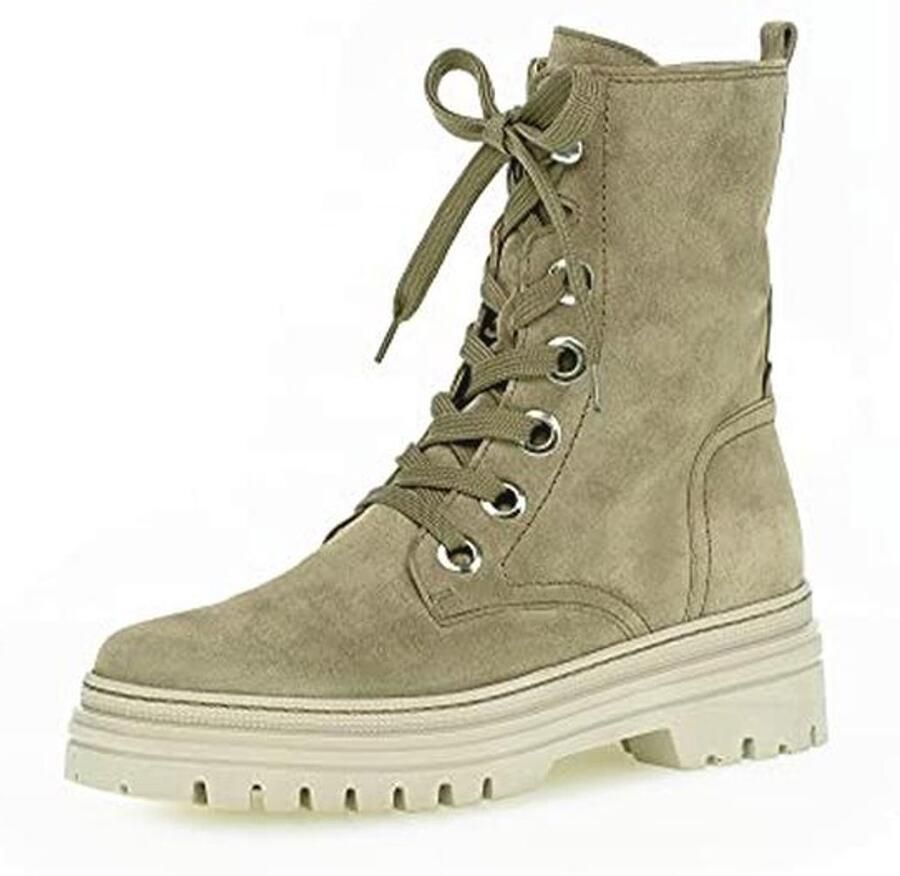 Beige Enkellaarsjes met Vetersluiting voor Dames