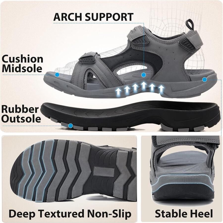 BELLO Sandalen voor heren zomer wandelen sport sandalen verstelbare gesp open teen strand schoenen voor outdoor