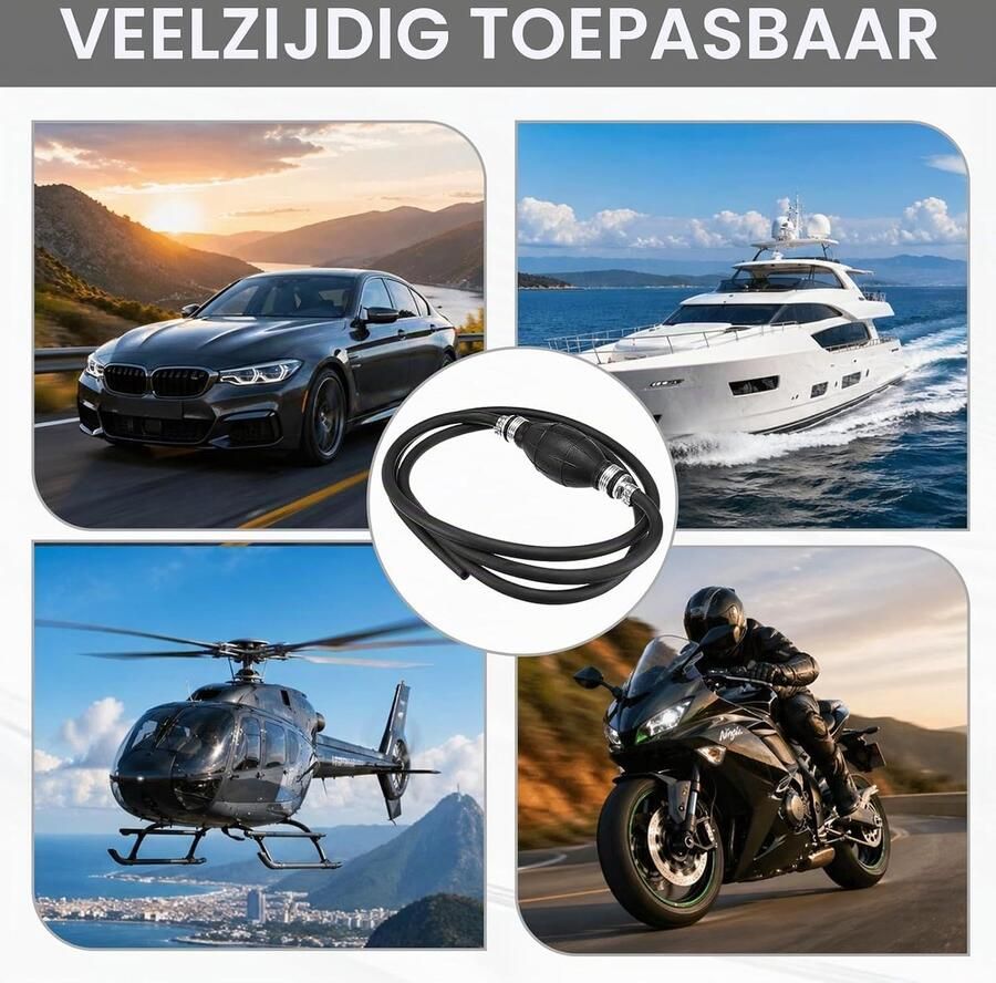 Benzinslang met pompbal handpomp overvulpomp afzuigpomp voor benzine water olie vloeistoffen universele handpomp voor brandstof overvulpomp voor boot auto voertuig (8 mm)