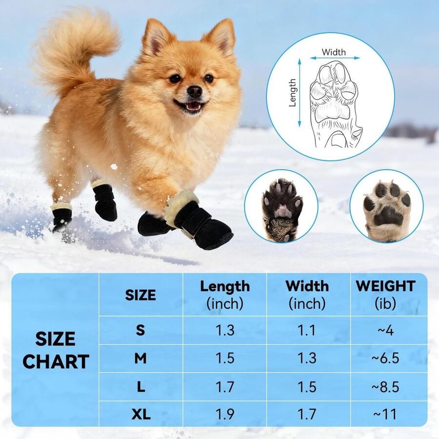 Bescher de Hondenlaarzen Antislip Schoenen voor Kleine en Middelgrote Honden Ideaal voor Winterse Activiteiten en Buitenavonturen Zwart