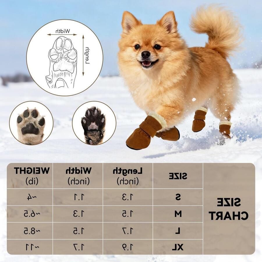 Bescher de Hondenlaarzen voor Kleine en Middelgrote Honden Antislip en Geschikt voor Winterse Activiteiten Bruin