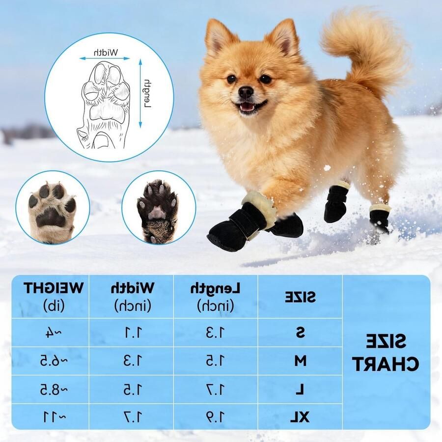 Bescher de Hondenlaarzen voor Kleine en Middelgrote Honden Antislip Ideaal voor Winterse Buitensporten en Activiteiten