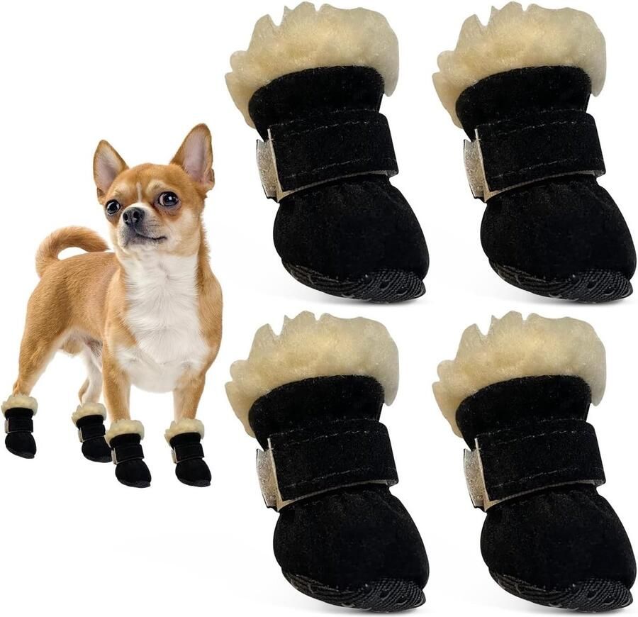 Bescher de Hondenschoenen Antislip Boots voor Kleine en Middelgrote Honden Ideaal voor Winterse Activiteiten Zwart