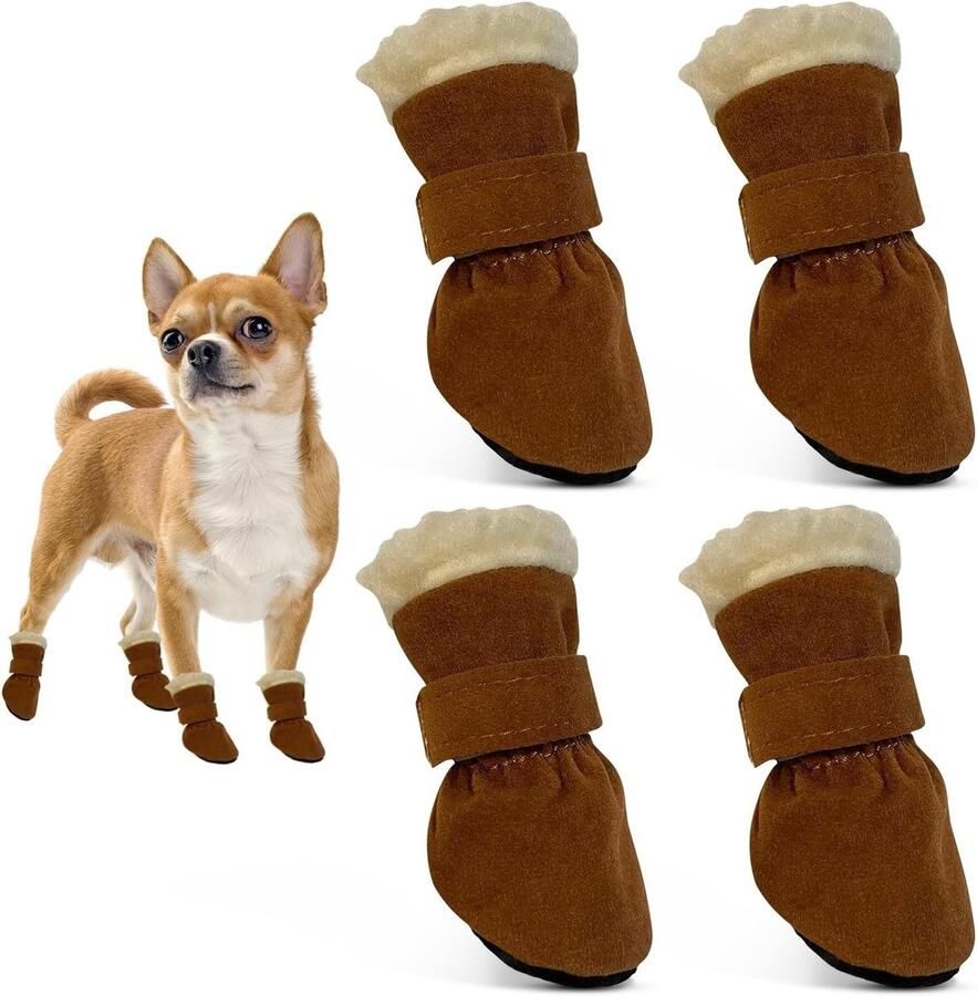 Bescher de Hondenschoenen voor Kleine en Middelgrote Honden Antislip Winterboots voor Buitenactiviteiten Bruin