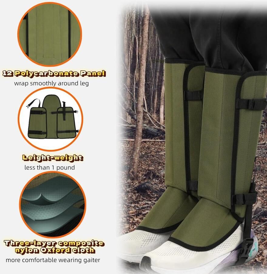 Bescher de voetbeschermers tegen slangenbeten Krasbestendige kniebeschermers voor wandelen en kamperen Hoesjes voor sneeuwlaarzen Beenbeschermers Outdooruitrusting Unisex Antislip leggings voor wandelen -slijtvast-Eén maat past iedereen