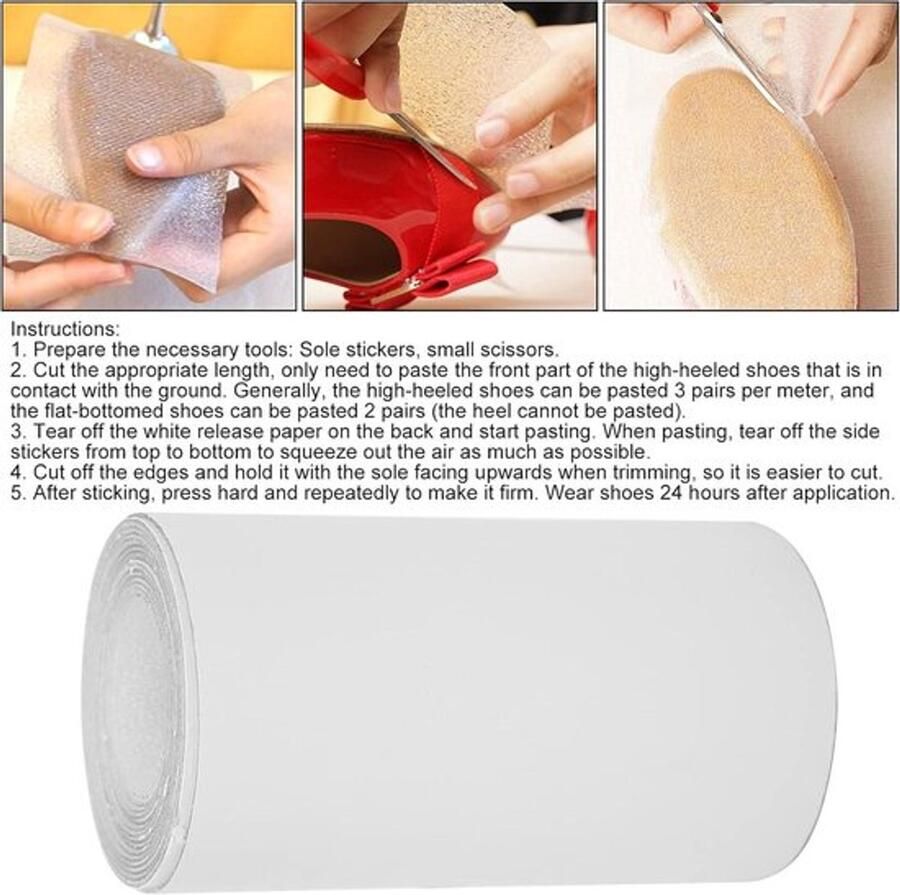 Bescher de Zelfklevende Hoes voor Hakken Anti-slip Transparant Sneakeraccessoires Kristalhelder voor Hakken Sneakers Buiten 2 meter 6 ft