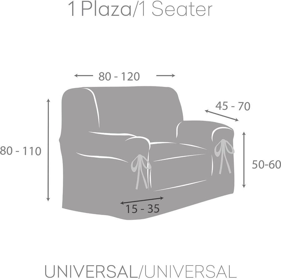 Bianca niet elastisch met stropdassen sofa plaid 1 zetel katoen 00-ecru 80 x 120 x