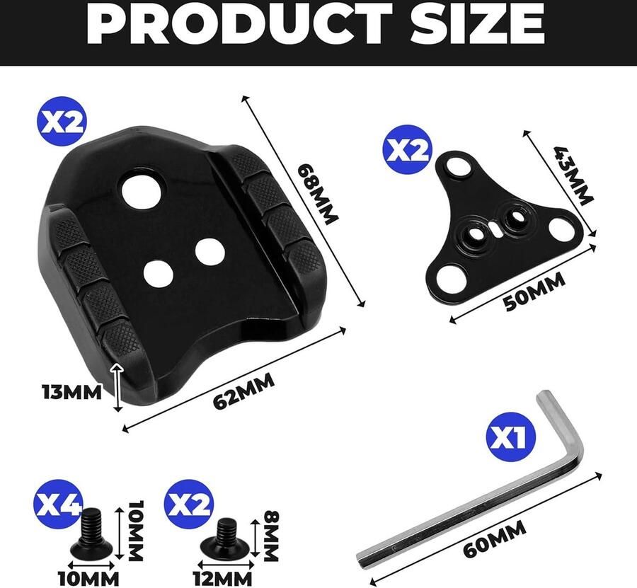 Bicycle Cleats Adapters voor Shimano SPD 3-Hole Plate Converter voor Fietsschoenen Ideaal voor Racefietsen en Mountainbikes Inclusief 2 Stuks en Geschikt voor Zwarte Fietspedalen