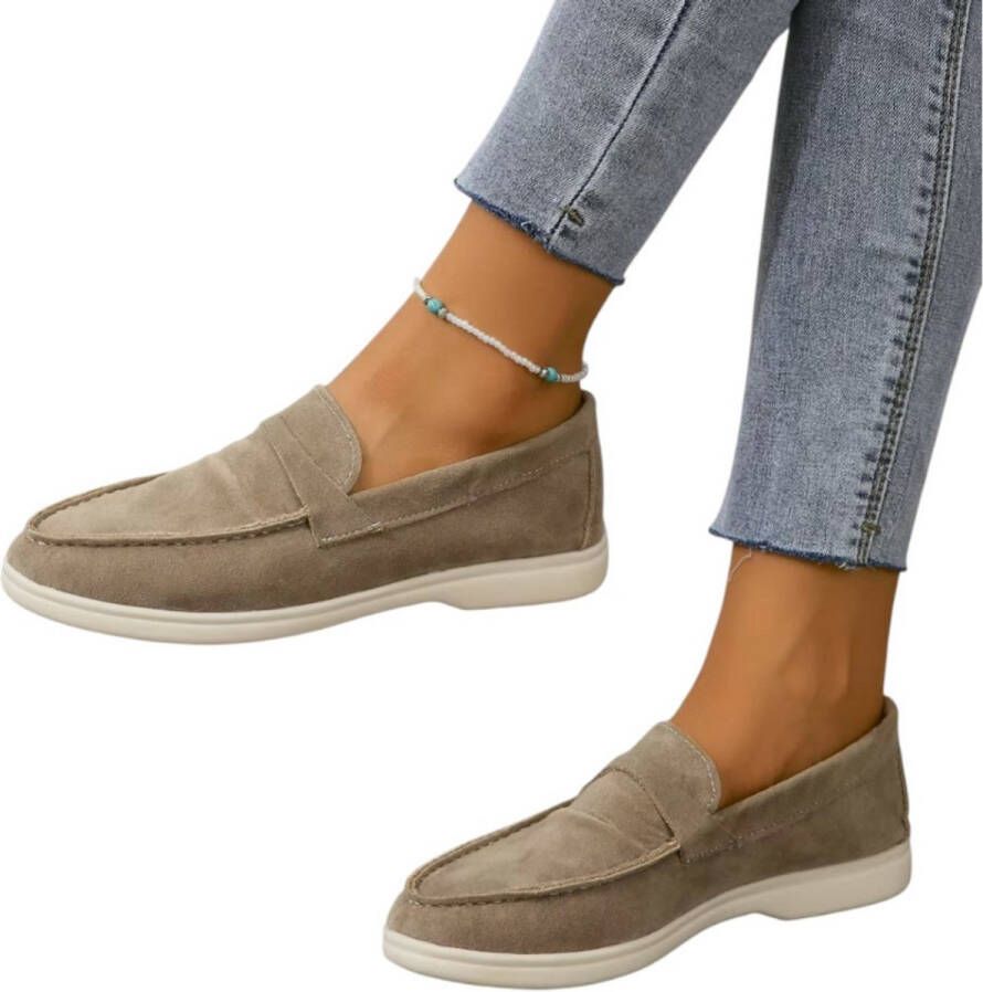 Bij Avoir Dames Loafers Dames schoenen Loafers yacht Instappers Dames Khaki