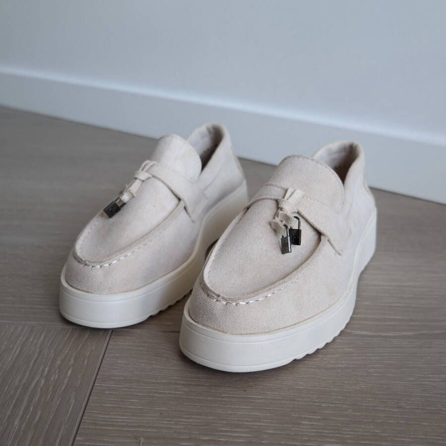 Bij Avoir Dames Loafers Dames schoenen Loafers yacht Instappers Dames Moccasins Beige