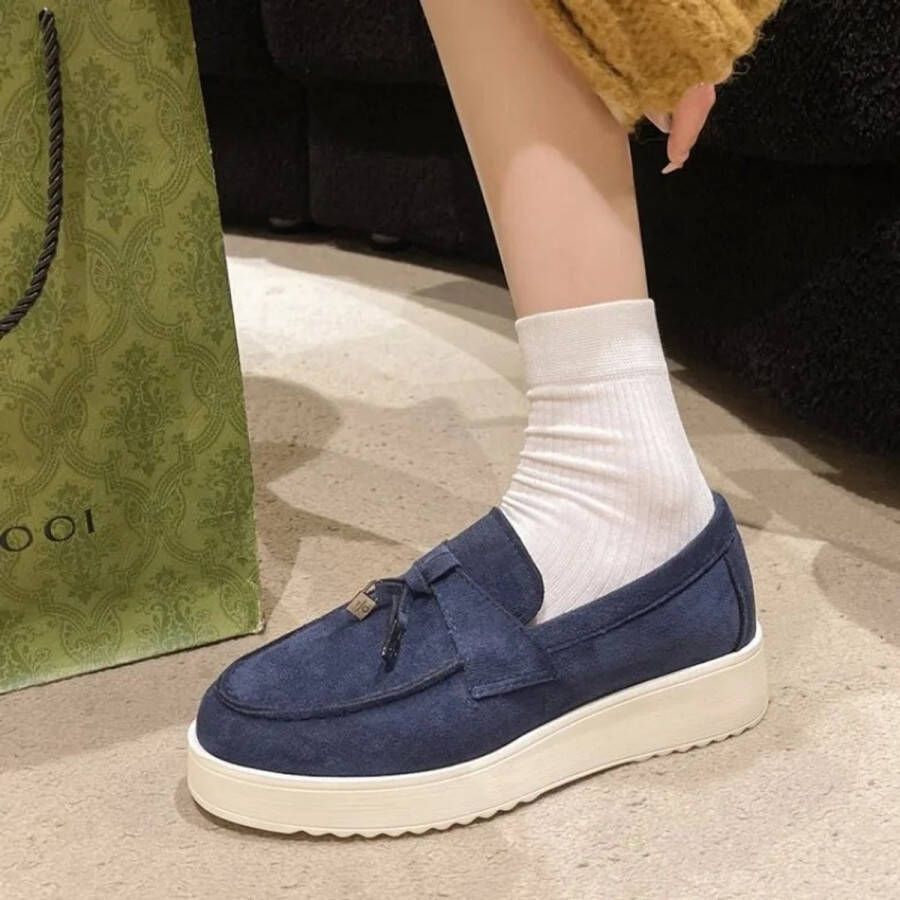 Bij Avoir Dames Loafers Dames schoenen Loafers yacht Instappers Dames Moccasins Blauw
