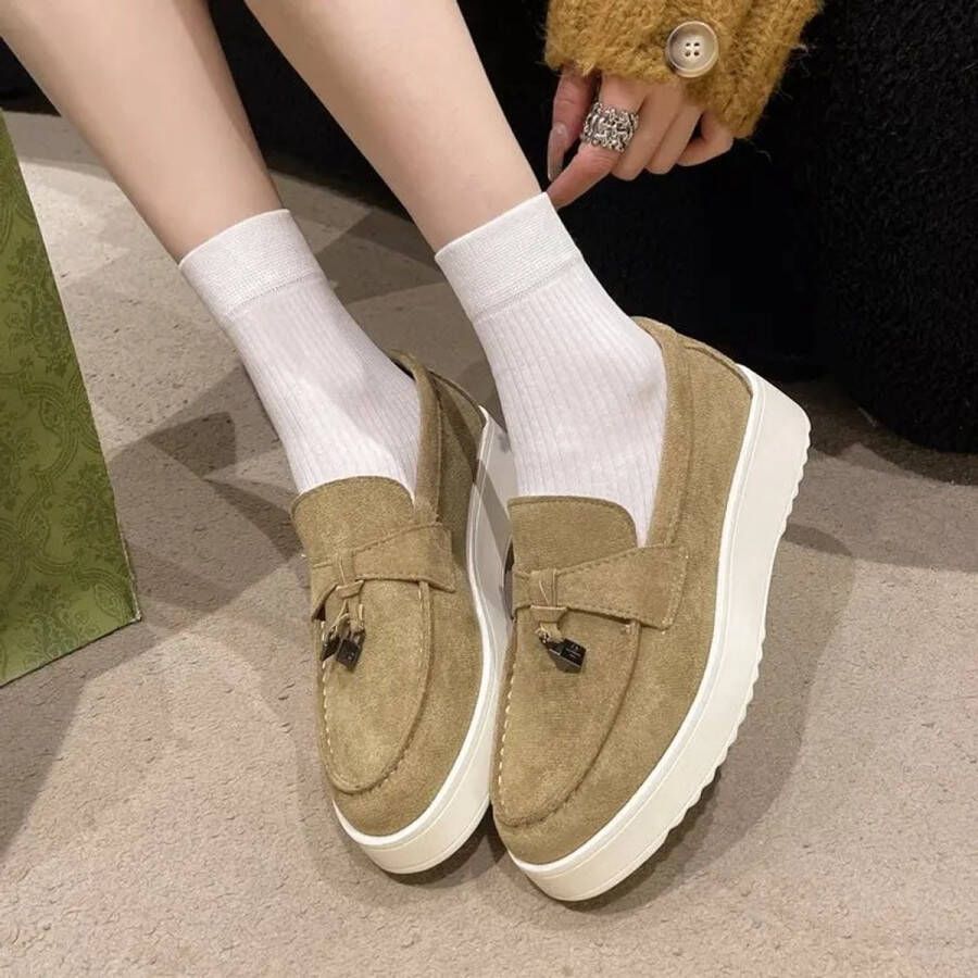 Bij Avoir Dames Loafers Dames schoenen Loafers yacht Instappers Dames Moccasins Khaki