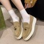 Bij Avoir Dames Loafers Dames schoenen Loafers yacht Instappers Dames Moccasins Khaki - Thumbnail 2