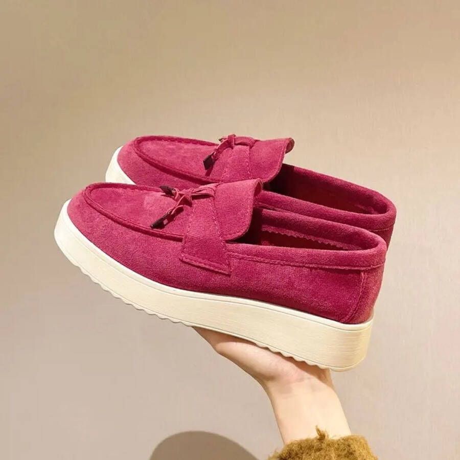 Bij Avoir Dames Loafers Dames schoenen Loafers yacht Instappers Dames Moccasins Rood