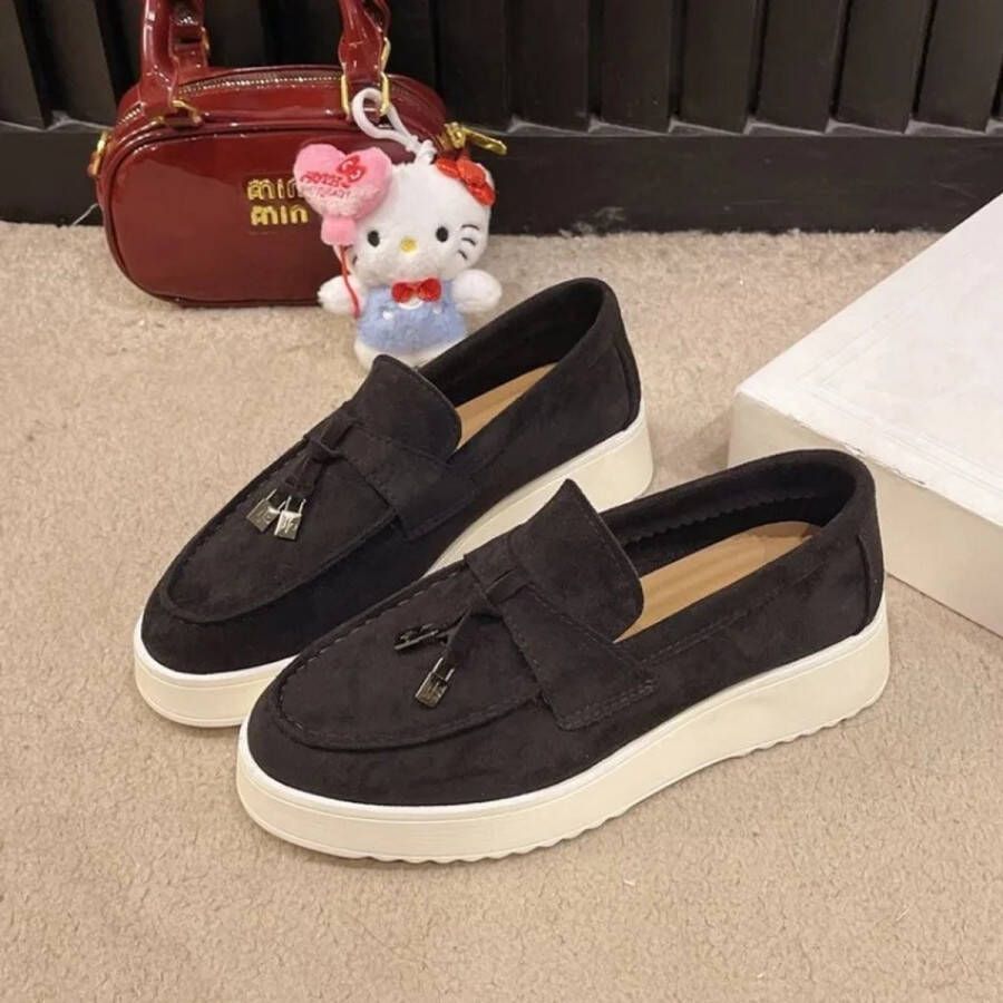 Bij Avoir Dames Loafers Dames schoenen Loafers yacht Instappers Dames Moccasins Zwart