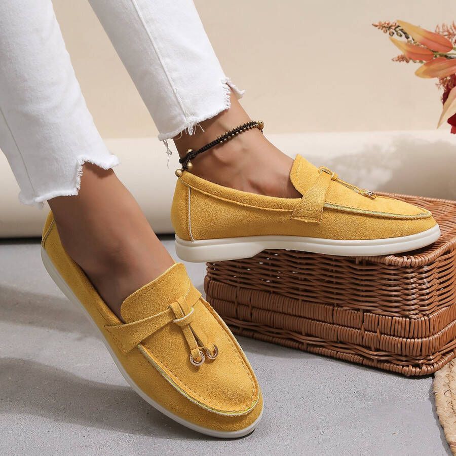 Bij Avoir Loafers Dames Slippers Dames schoenen Loafers yacht Instappers Dames Geel