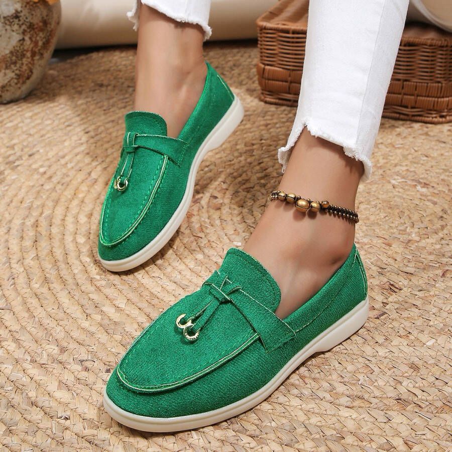 Bij Avoir Loafers Dames Slippers Dames schoenen Loafers yacht Instappers Dames Groen