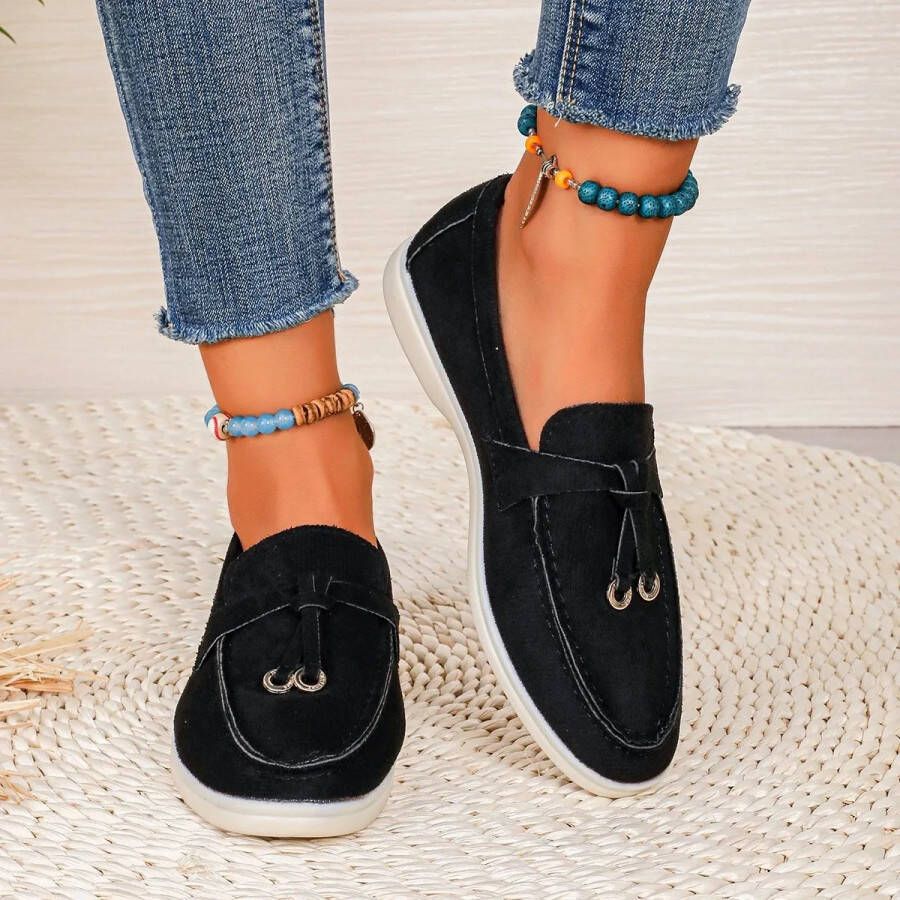 Bij Avoir Loafers Dames Slippers Dames schoenen Loafers yacht Instappers Dames Zwart