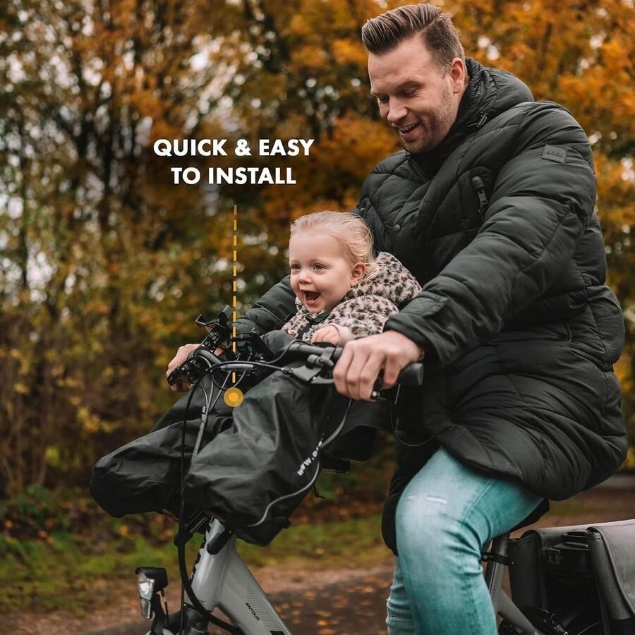 Bike-A-Way Gebruiksvriendelijk Met poncho Beschermt je kind tegen kou Regen en sneeuw Ideaal bij wisselend weer Zwart
