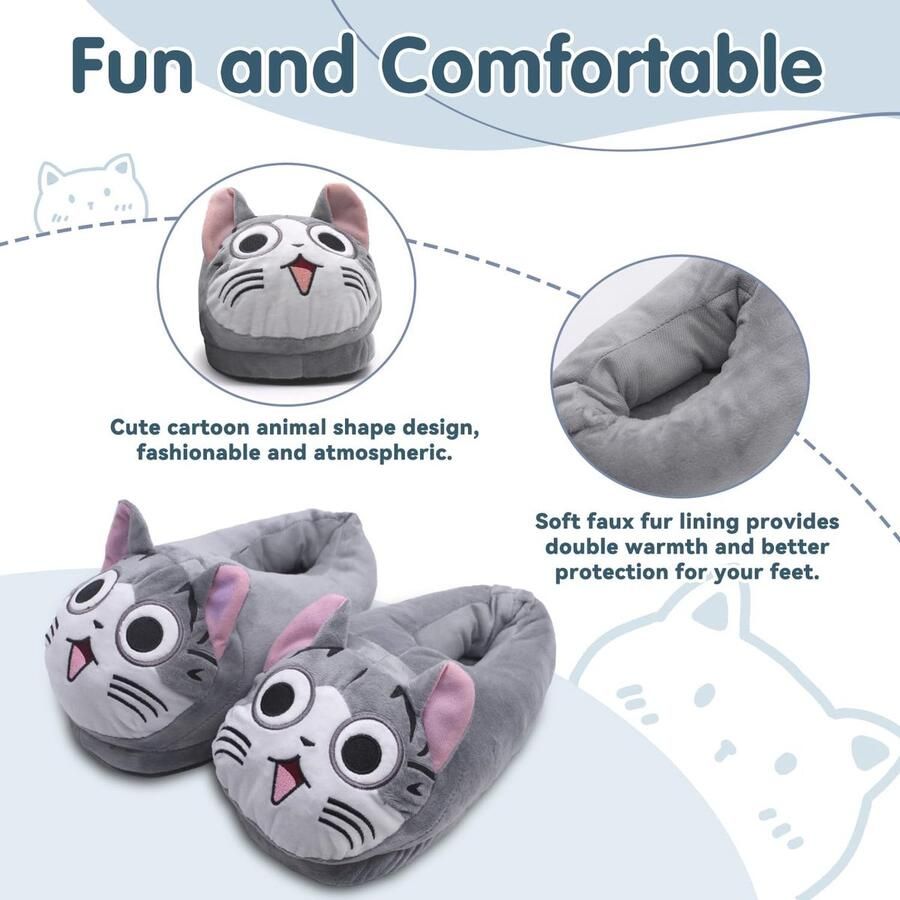 Binnen warme winterslippers gezellige zachte pluche grappige stripslippers voor volwassenen kinderen tieners warme home slippers