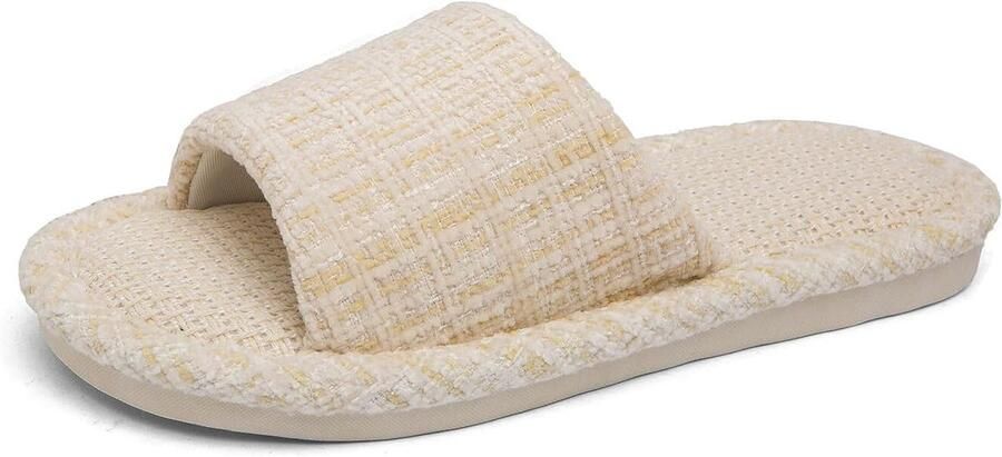 Binnenpantoffels van katoenvlas s- en herencasual zachte antislip open teen dempende pantoffels