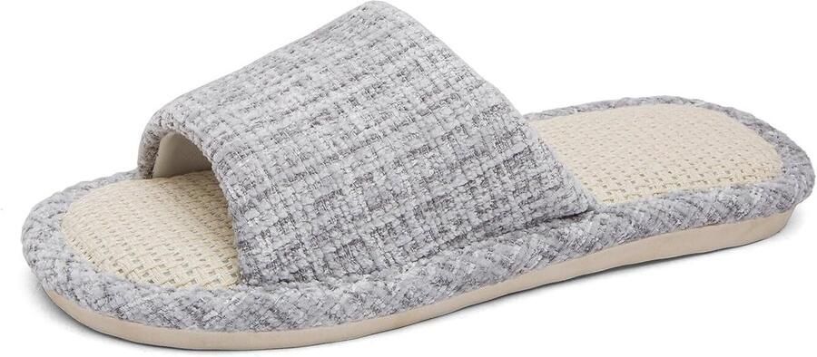 Binnenpantoffels van katoenvlas s- en herencasual zachte antislip open teen dempende pantoffels