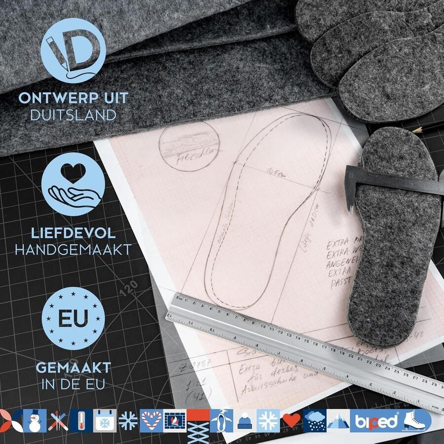 Biped 2 Pairs Extra Wide Felt Insoles Warming Winter Insoles for Extra Wide Shoes Work Shoes Boots Walking Shoes ShopVlot