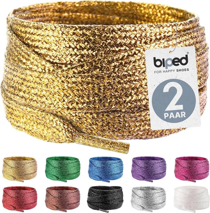 Biped LACES 2 Pairs Glitter Laces Flat 8 mm Strong Metallic Shoelaces Colourful Laces for Sneakers and Leather ShopVlot