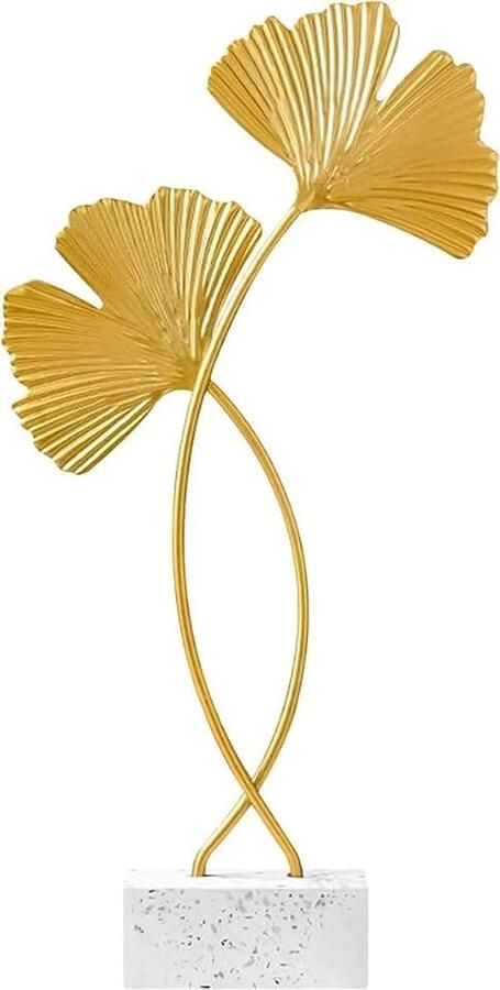 Blad Metalen Sculptuur Creatief Ginkgoblad Standbeeld Decoratie Metalen Gouden Bladeren Decoratie Moderne Bladsculptuur Handgemaakt Kunst Standbeeld voor Home Office Haltafel en Bureau