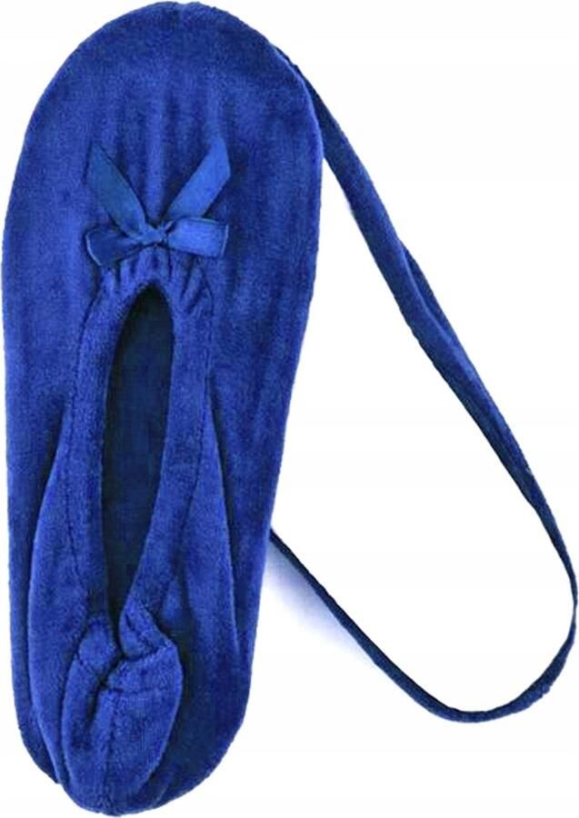 Blauwe ballerina pantoffels dames met strik
