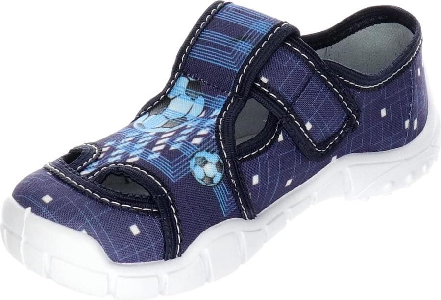 Viggami Adas Blauwe Jongens Pantoffels met Klittenband