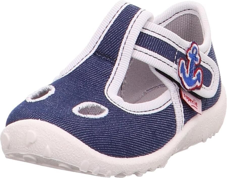 Comfortabele jongens pantoffels met klittenband blauw