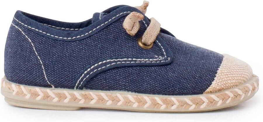 Blauwe Jongensschoenen met Jute Details en Elastische Veters